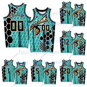 Koszulki do koszykówki Niestandardowe nadruk 3D Basketball Teal Jerseys Edition Edition 20 Gordon Hayward 12 Kelly Oubre Jr. 24 Mason Plumlee 5 Mark Williams 1 Lamelo