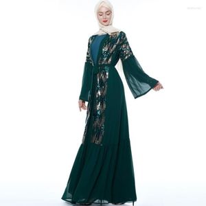 Ethnic Clothing Muslim Abayas Wholesale Dubai Fashion Sequined Beading Abaya Female Full Length Opening Cardigan Islamic Robes F1069