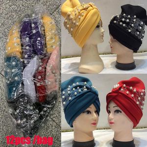 Ethnic Clothing 12pcs Mix Color In 1 Dozen Muslim Prayer Hats Beading India Arabic Saudi Caps Turban Colorful Women's Hijabs Wholesale