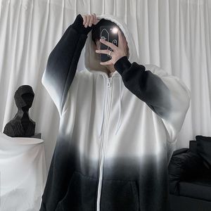 Herrtröjor tröjor 2023 män plus size höst streetwear zip-up överdimensionerad tröja jacka trendig solid ficka avkoppling krage