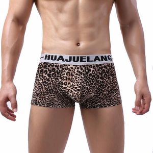 Underbyxor herr leopard tryckt underkläder boxare sexiga män stammar boxare shorts manliga trosor andningsbara simning kostym calzoncillos