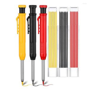 Professional Hand Tool Sets Solid Carpenter Pencil With Refill Leads And Built-in Sharpener For Deep Hole Mechanical Marker Marking