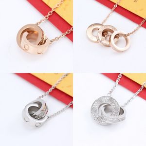 Couple love necklace iced out pendants for men plated gold chains double rings necklaces for teen girls aesthetic fashion jewelry engagement party luxury necklace
