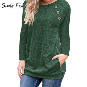 Women's T-Shirt 2022 New Basic T Shirt St. Patrick's Day Winter Autumn Women T-Shirts O-Neck Top Casual Buttons Pocket Bottoming Tee Shirt GV579 T230104