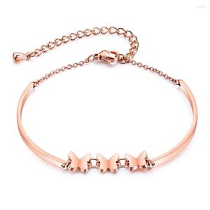 Link Bracelets FATE LOVE Brand Cute Metal Stainless Steel Girl Women Butterfly Charm Bracelet & Bangles Fashion Jewelry Silver Color