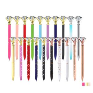 Ballpoint Pens Top Fashion Metal Pen с большой хрустальной стеклянной бриллиантом роскошной креативный школьный офис поставляется рождественские подарки на заказ DHP1G