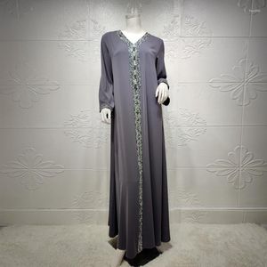 Повседневные платья Ближний Восток Дубай Турция арабское платье абайя для женщин мода мусульманский марокканский кафтан алмазная лента джалабия синий 2023