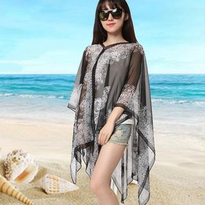 Halsdukar vår sommar varierar mångsidig magisk chiffong sjal solskyddsmedel strandhandduk tunn genomskinning tryck mode koreansk kvinnor halsduk d3