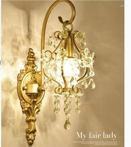 Wall Lamp Nordic Modern Art Decora Golden/White AC Crystal European E14 Light Bedroom Home Sconce Lighting D