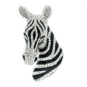 Broşlar rhinestone kristalleri zebra kafa broş pimleri broş kadın mücevher aksesuarları fa5065