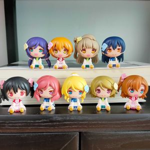 Action Toy Figures 9pcs/Set Q Version Anime Love Live School Idol Festival PVC Antistress Kawaii Action Figure Collectible Mode Toys Kids Gift T230105