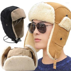 Basker herrar kvinnor unisex varm fångare viator troper öronflap vinter klaffar skid hatt bombare hattar ryska mask faux päls