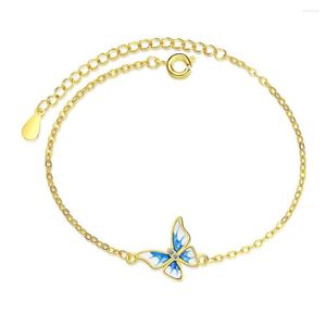 Link bransoletki Piękny niebieski motyl cyrkonu dla kobiety retro złota łańcuch regulowana biżuteria srebrna akcesoria kolorów sb112