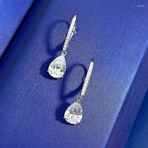 Stud Earrings S925 Sterling Silver 7 10 Pear Shaped Simple Personality Zircon