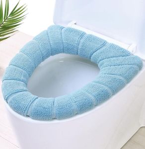 Toalettstol täcker tjockare badrum täckkuddar mjuk varmare kudde stretchbar tvättbar fiberduk enkel installation