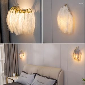 Wall Lamp Led Nordic White Feather Kid Creative Modern Children Lighting Lights Staircase Aisle E27 Dining Room Lamps