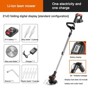Folding Electric Lawn Mower 21V Cordless Grass Trimmer Length Adjustable Cutter Household Garden Tools