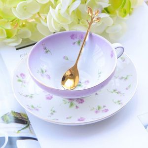 Tazze Piattini Stile Europeo Fiore Tazza da caffè Set Porcellana Mate Latte Tè pomeridiano Bubble Ceramica Ceramica BD50BD