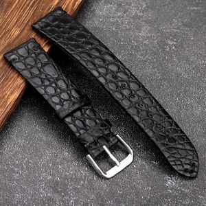 İzle Bantlar Hızlı Serbest Bırakma Siyah El Yapımı Timsah Deri Kayış Ultra-İnatçı 18 20 22mm Watch Band Yumuşak Bilezik Retro Tarz Erkekler