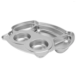 Plates Plate Divided Stainless Steel Traykids Lunch Baby Toddlerserving Compartment Dish Traysplatter Metal School Dinner