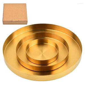 Piatti Nordic Wind Light Luxury Storage Disc Golden Stainless Steel Round Straight Edge Vassoio Cosmetic Jewelry Tea Plate