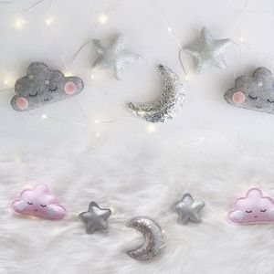 Figurine decorative Nordic Cloud Moon Felt Crafts Macrame Wall Garland String per la decorazione della stanza per bambini