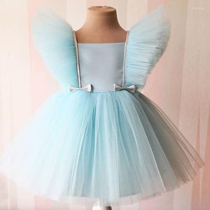 Vestidos de menina vestido princesa para bebês com manga voadora de renda vestido de renda elegante para festas de noite formal para crianças roupas 1-5 y