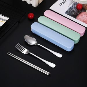 Dinnerware Sets Outdoor Camping Fork Spoon Home Fruit Children's Tableware Portable And Chopsticks Set With Storage Box
