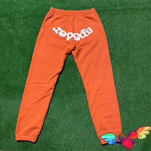 Erkek Pantolon Beyaz Köpük Baskı Young Thug Sp5der Eşofman Altı Erkek Kadın 1 1 Turuncu Örümcek 555555 Joggers Büzgülü Pantolon 230105