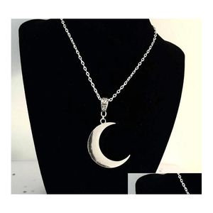 Pendant Necklaces 10Pcs Crescent Moon Necklace Mystic Gothic Jewelry Lunar Witch Celtic Pagan Wiccan Luna Phase Witchy Goddess Fashi Dh9Kq
