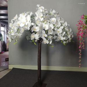Decorative Flowers 150CM Tall Artificial Flower Phalaenopsis Tree Plant Pot White Butterfly Orchid Table Ornament For Wedding Home