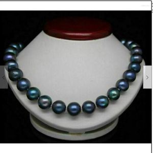 Colares pendentes Marca 10-11mm Tahiti Pearl Natural Nanhai Colar preto 18 polegadas