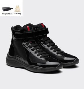 Men High-top Americas Cup Trainer Shoes Bike Fabric Patent Leather Sneaker Platform Sole Mesh Breath Outdoor Wholesale Discount Casual Waking