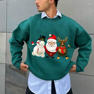 Men's Hoodies 2023 Autumn Christmas Pattern Print Sweatshirt Men Leisure Crew Neck Long Sleeve Pullover Top For Mens Fashion Loose