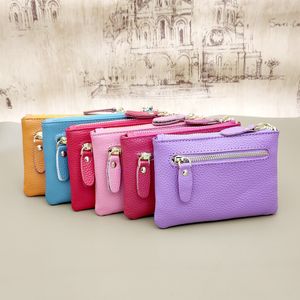 10pcs Coin Purses European Women Genuine Leather Plain Square Short Wallet