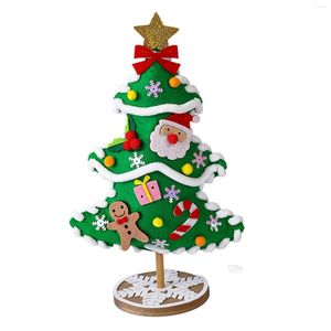 Juldekorationer Mini Artificial Tree Kit Elk Snowman Ornament för Home Bookhelf Dining Table Toy