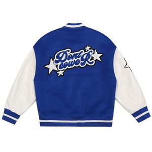 Men's Jackets Hip Hop College Mens Furry Stars Letters Embroidery Patchwork Harajuku Varsity Jacket Women Baseball Coats Unisex 2023