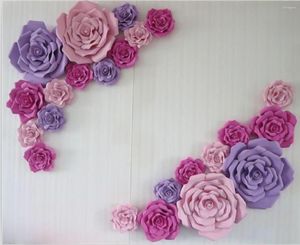 Fiori decorativi Fornitori di matrimoni 23 pezzi di carta gigante fatta a mano in schiuma di rosa per decorazioni di fondali di sfondo, decorazioni per finestre