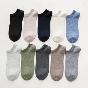 Men's Socks 10 Pairs Mens Invisible Ankle Solid Cotton Spring Summer Low Cut Breathable Absorb Sweat Male Boat