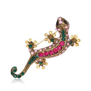 Szpilki broszki krystaliczna jaszczurka kreatywna dla kobiet zwierzęcy kształt gecko odznaka klapy pin ślubna biżuteria mostka