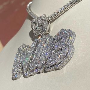 Pingentes com nome personalizado novo pingente moderno de prata esterlina 925 banhado a ouro vvs diamante moissanita