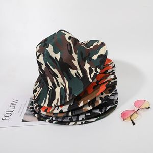 Boinas Camuflagem Fedora Hat unissex ampla festa de moda cowboy boné fascinador ocidental jazz de inverno formal