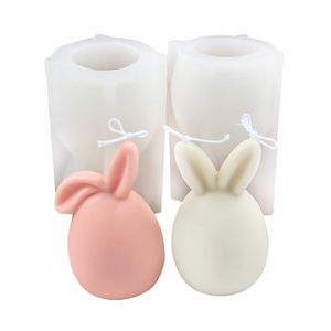 Feliz Partido da P￡scoa 3D Bunny Candle Mold Home Made Diy Silicone Rabbit Soap Aroma Candle Fools