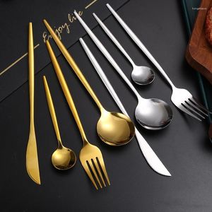 Dinnerware Sets 1pc Stainless Steel Tea Forks Set Small Coffee Spoon Gold Fruit Dessert Fork For Cake Snack Salad Mini Cutlery Tableware