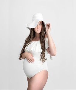 White Ruffles Maternity Pography Bodysuits Cotton Fitting Maternity Po Shoot Jumpsuits Maternity Underwear Clothes2229123