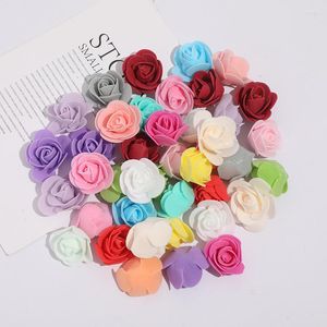 Dekoratif Çiçekler 500pcs Yapay Gül Kafaları Köpük 3.5cm Bear Valentine Hediye Düğün Partisi Çiçek Dekorasyonları