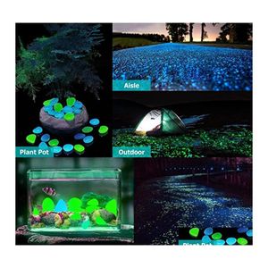 Garden Decorations 100Pcs/Lot Luminous Stones Glow Dark Decorative Pebbles Walkways Lawn Aquarium Fluorescent Bright Vtky2230 Drop D Dhzer