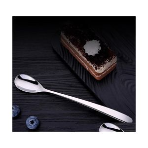 Spoons Stainless Steel Long Handle Heart Smooth Surface Cute Shape Creative Coffee Tea Bar Mirror Reflection Dh0504 T03 Drop Deliver Dhnve