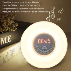 Orologio da tavolo da scrivania Digital Wecker Wake Up Licht Tisch LED Lampe Elektronische Schreibtisch Uhr Sunrise Sunset Snooze Uhren Radio FM 230105