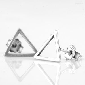 Studörhängen enkel mode 925 sterling silver ihålig triangel mönster geometrisk örhänge för kvinnor